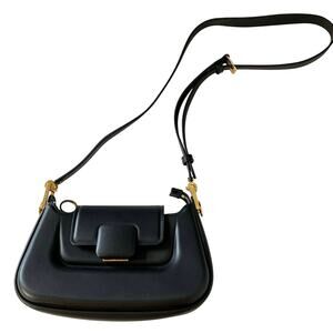 Charles & Keith Koa Push-Lock Shoulder Bag Black Gold Hardware NWOT